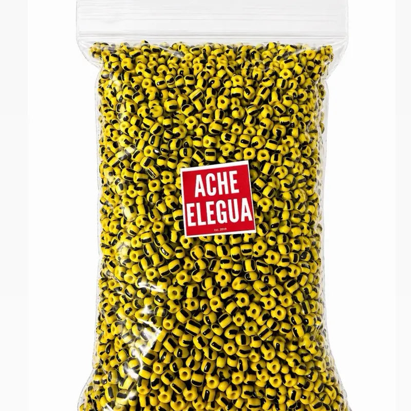 Yellow & Black striped beads Bulk 1 Pound Bag