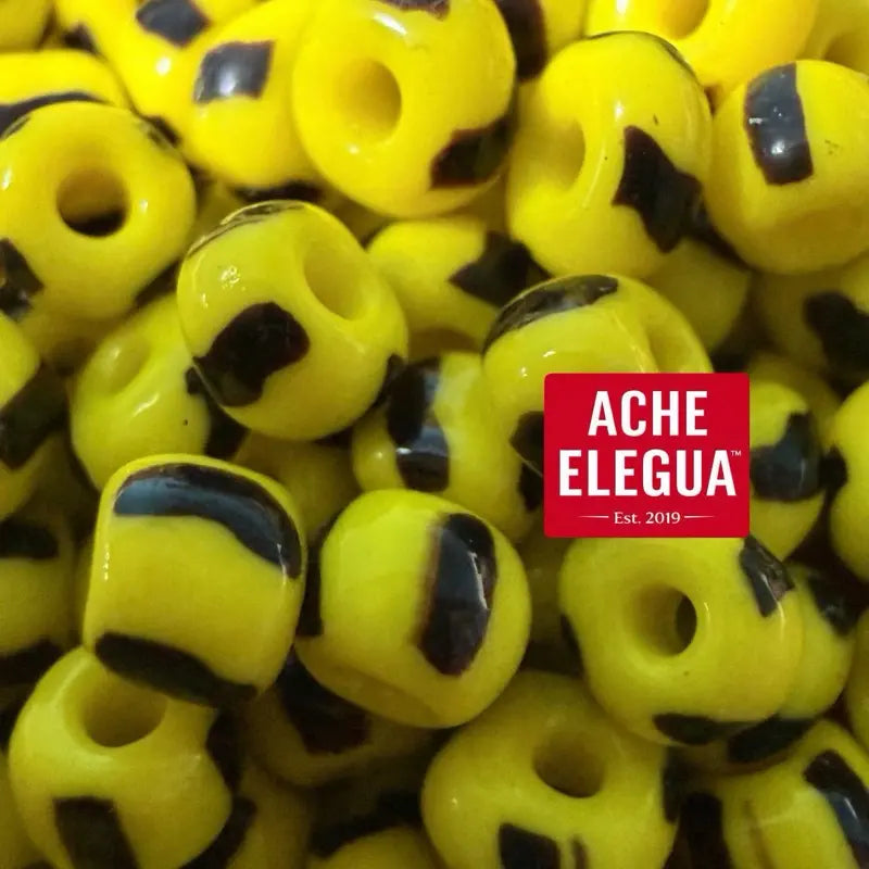 Yellow & Black striped beads Bulk 1 Pound Bag