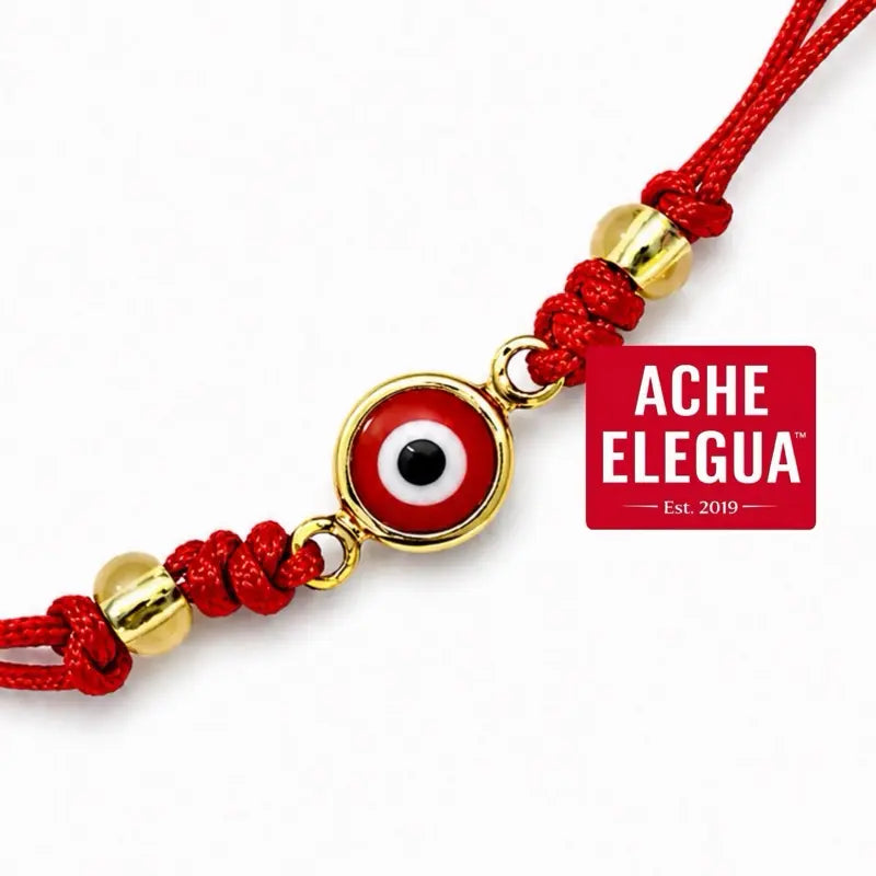 Red String Bracelet with Gold Beads and Evil Eye Red