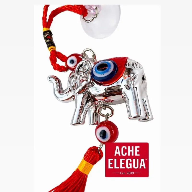 Evil Eye Elephant Ornament Red for Protection against negative energies