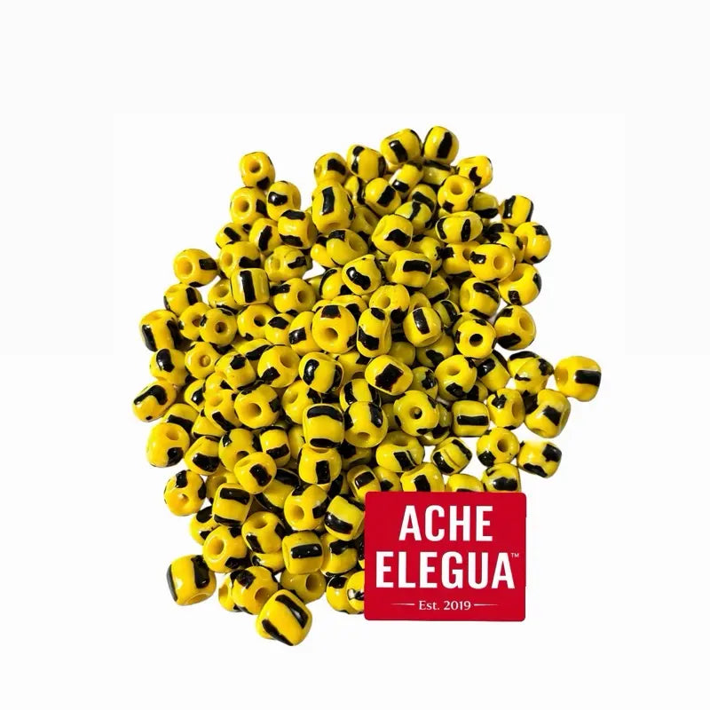 Yellow & Black striped beads Bulk 1 Pound Bag