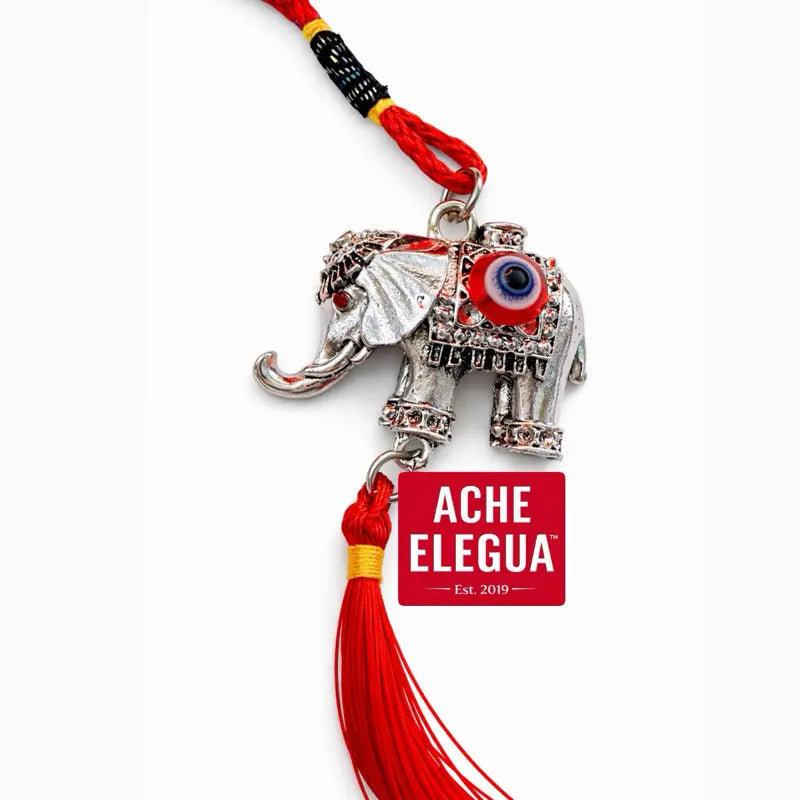 Evil Eye Elephant Ornament Red for Protection against negative energies