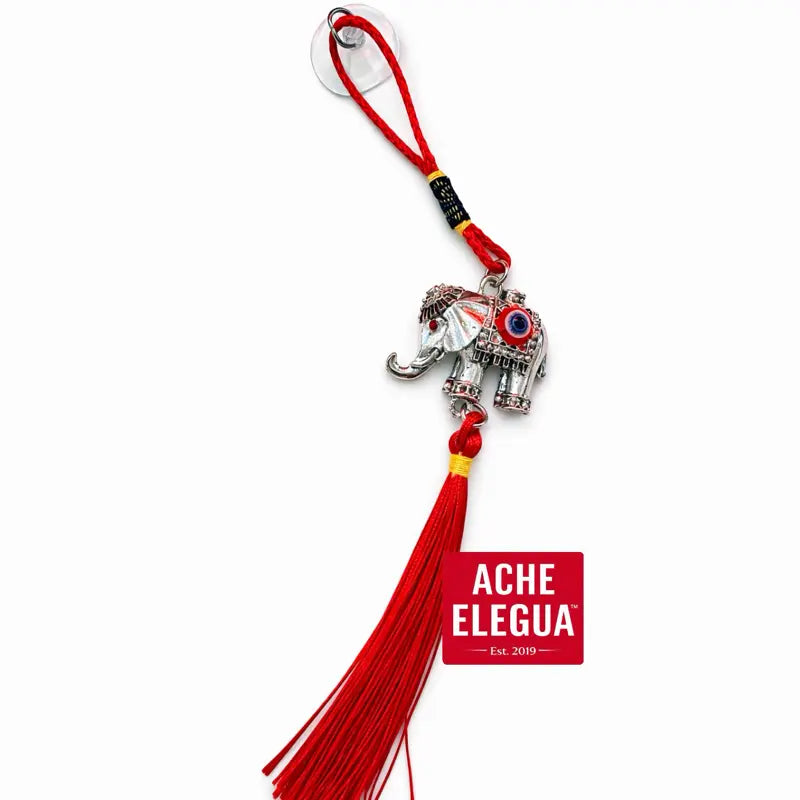 Evil Eye Elephant Ornament Red for Protection against negative energies