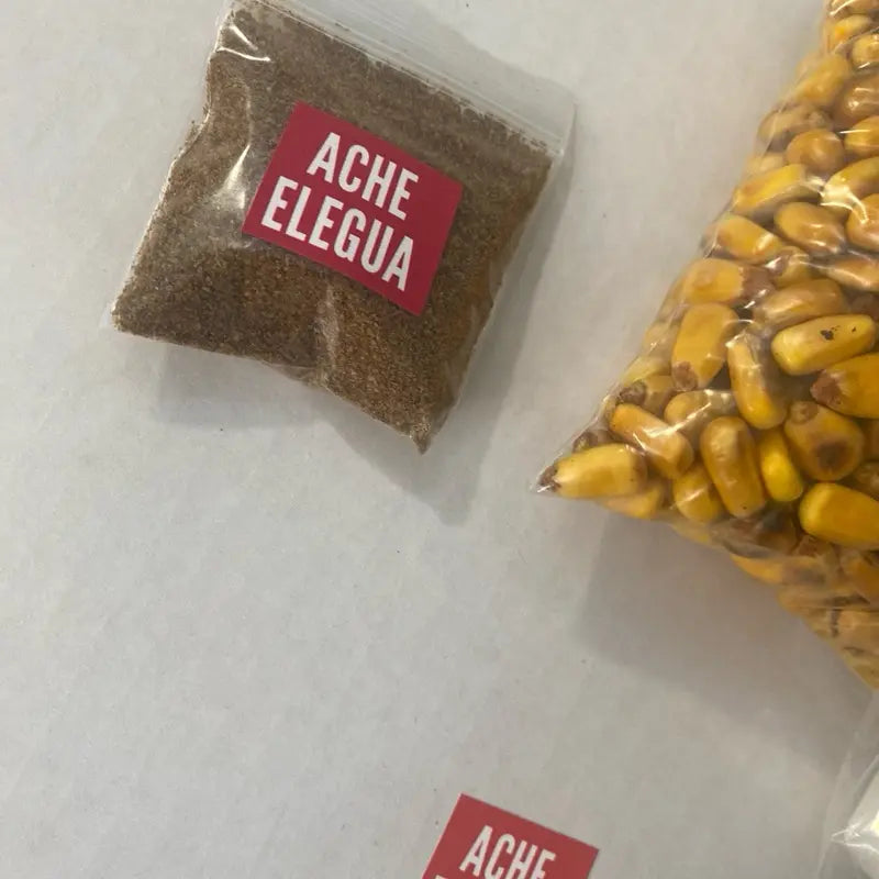 Set para Atender a Elegua- Cascarilla, Maiz Tostado y Jutia/Pescado Ahumado.