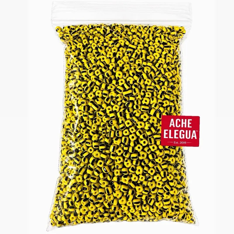 Yellow & Black striped beads Bulk 1 Pound Bag