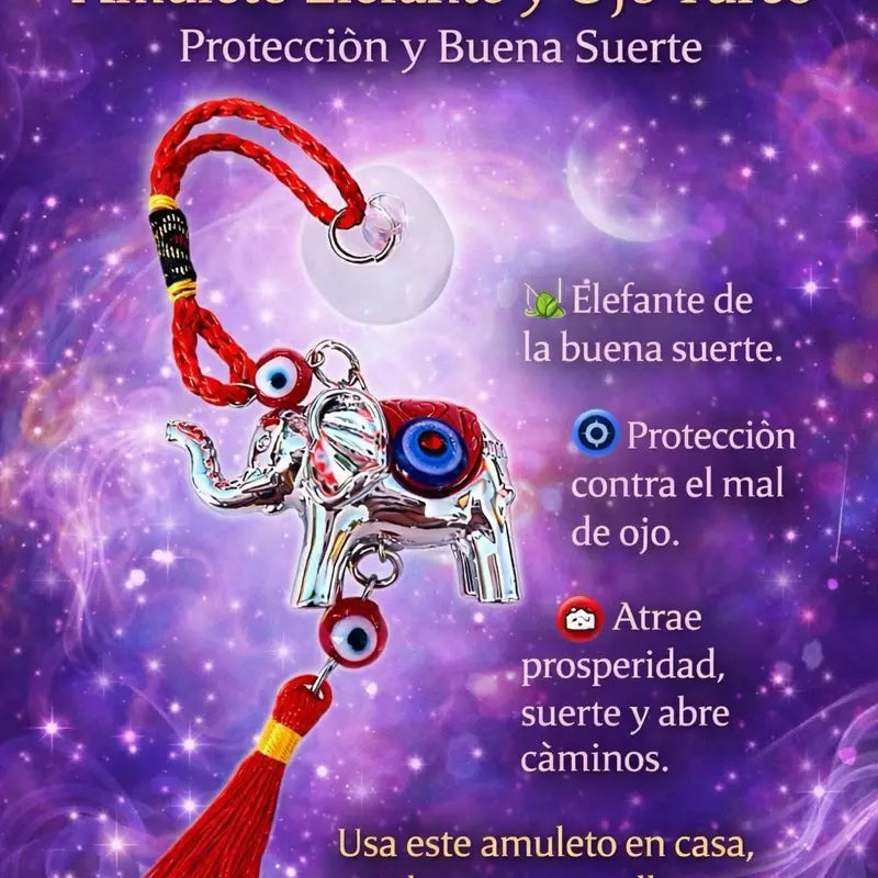 Evil Eye Elephant Ornament Red for Protection against negative energies