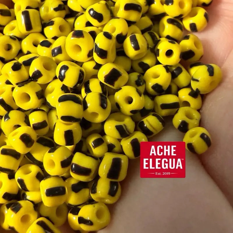 Yellow & Black striped beads Bulk 1 Pound Bag