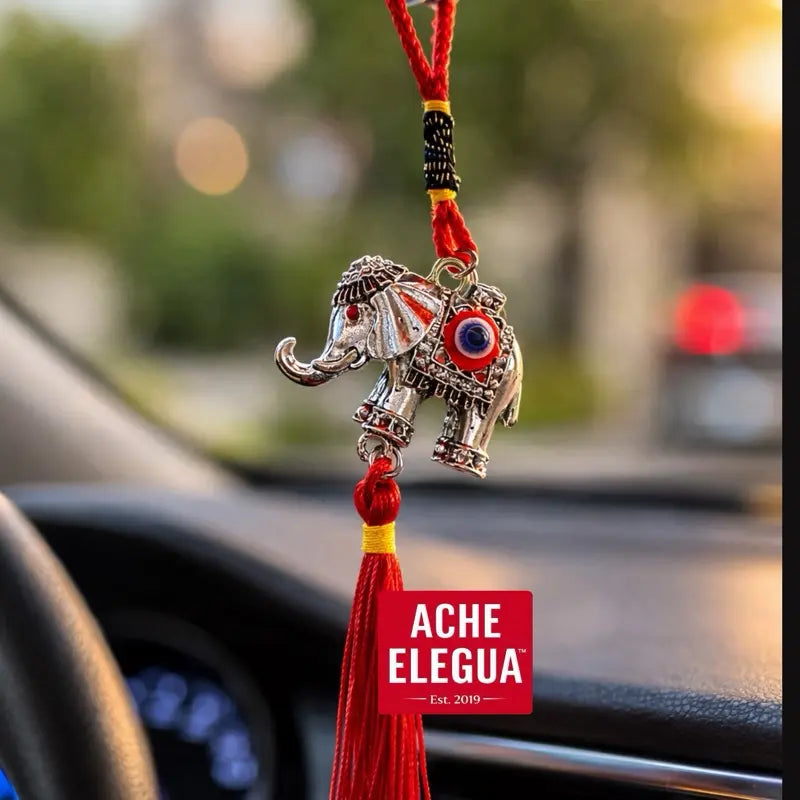 Evil Eye Elephant Ornament Red for Protection against negative energies