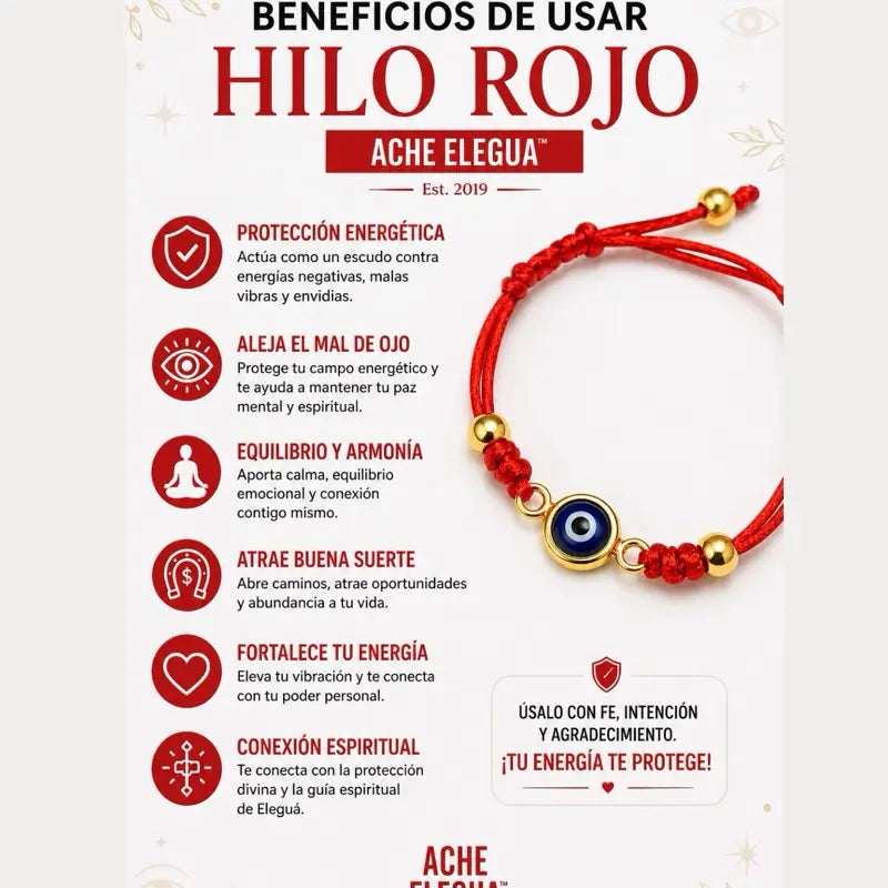 Red String Bracelet with Gold Beads and Evil Eye Blue Charm