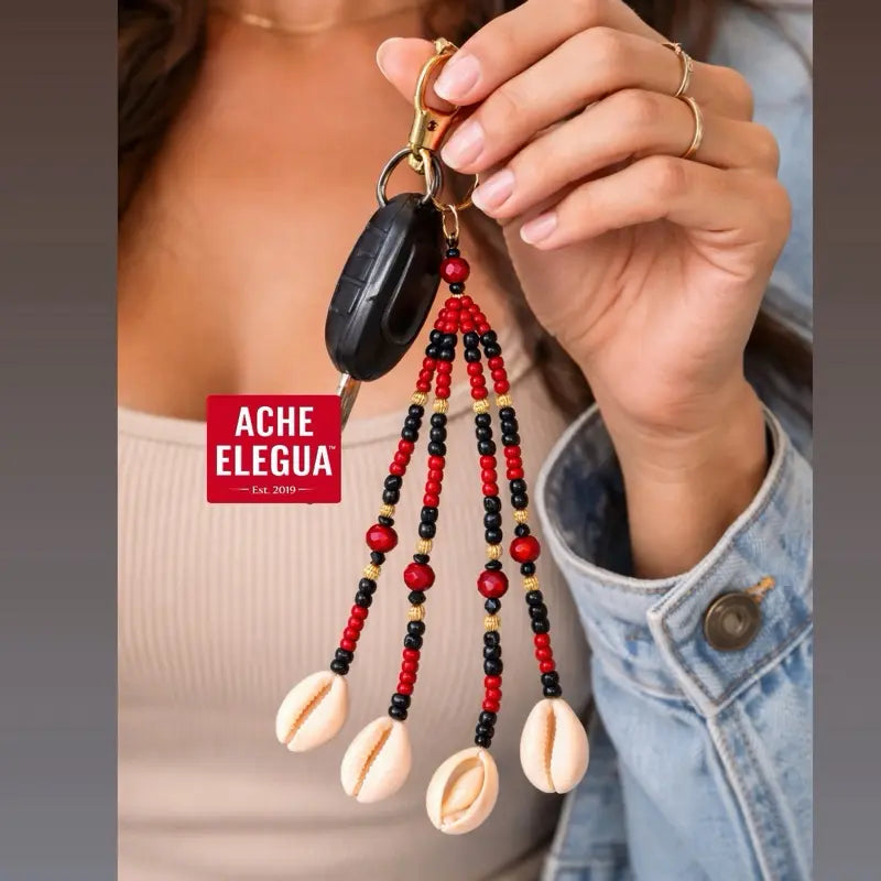 Keychain Elegua Protection HandMade Beads