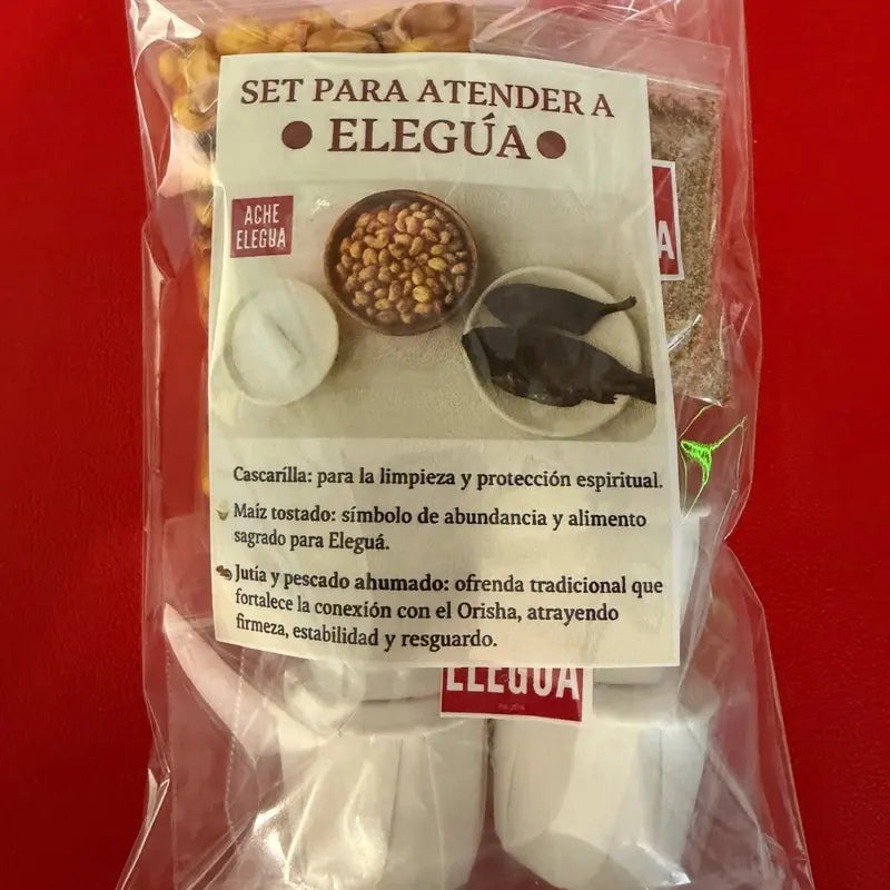 Set para Atender a Elegua- Cascarilla, Maiz Tostado y Jutia/Pescado Ahumado.