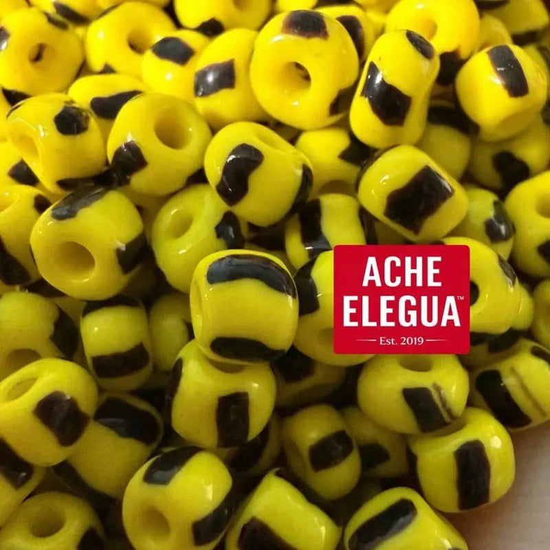 Yellow & Black striped beads Bulk 1 Pound Bag