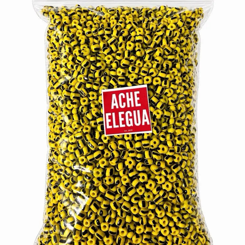 Yellow & Black striped beads Bulk 1 Pound Bag