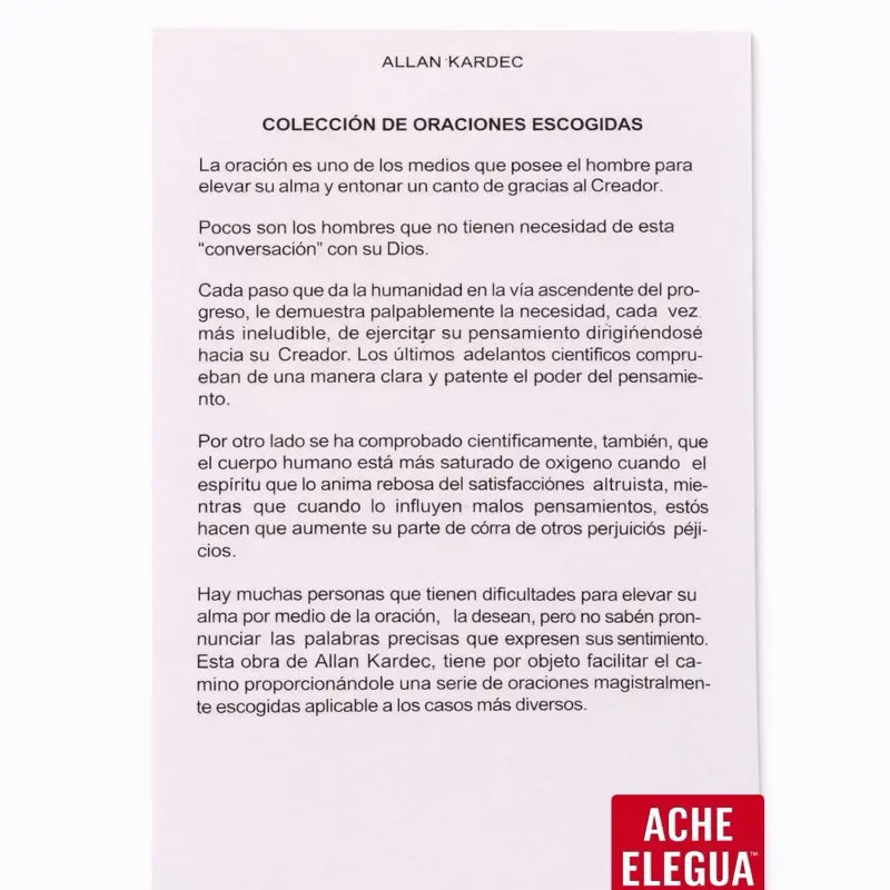Selected Prayers Collection by Allan Kardec Book Edition Spanish