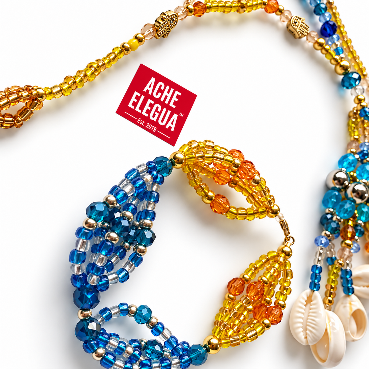 Set 2 Water-Yemaya and Ochun Eleke and Ide HandMade Necklace