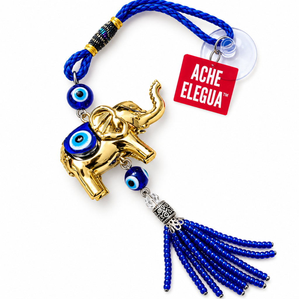 Evil Eye Elephant Ornament Blue for Spiritual protection