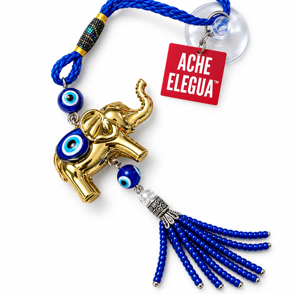 Evil Eye Elephant Ornament Blue for Spiritual protection