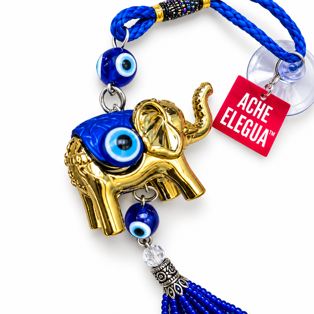Evil Eye Elephant Ornament Blue for Spiritual protection