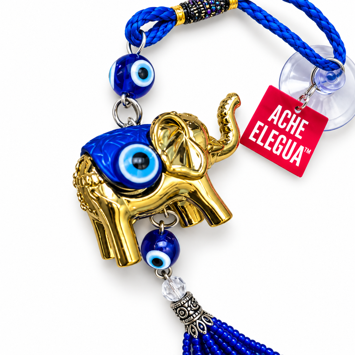 Evil Eye Elephant Ornament Blue for Spiritual protection