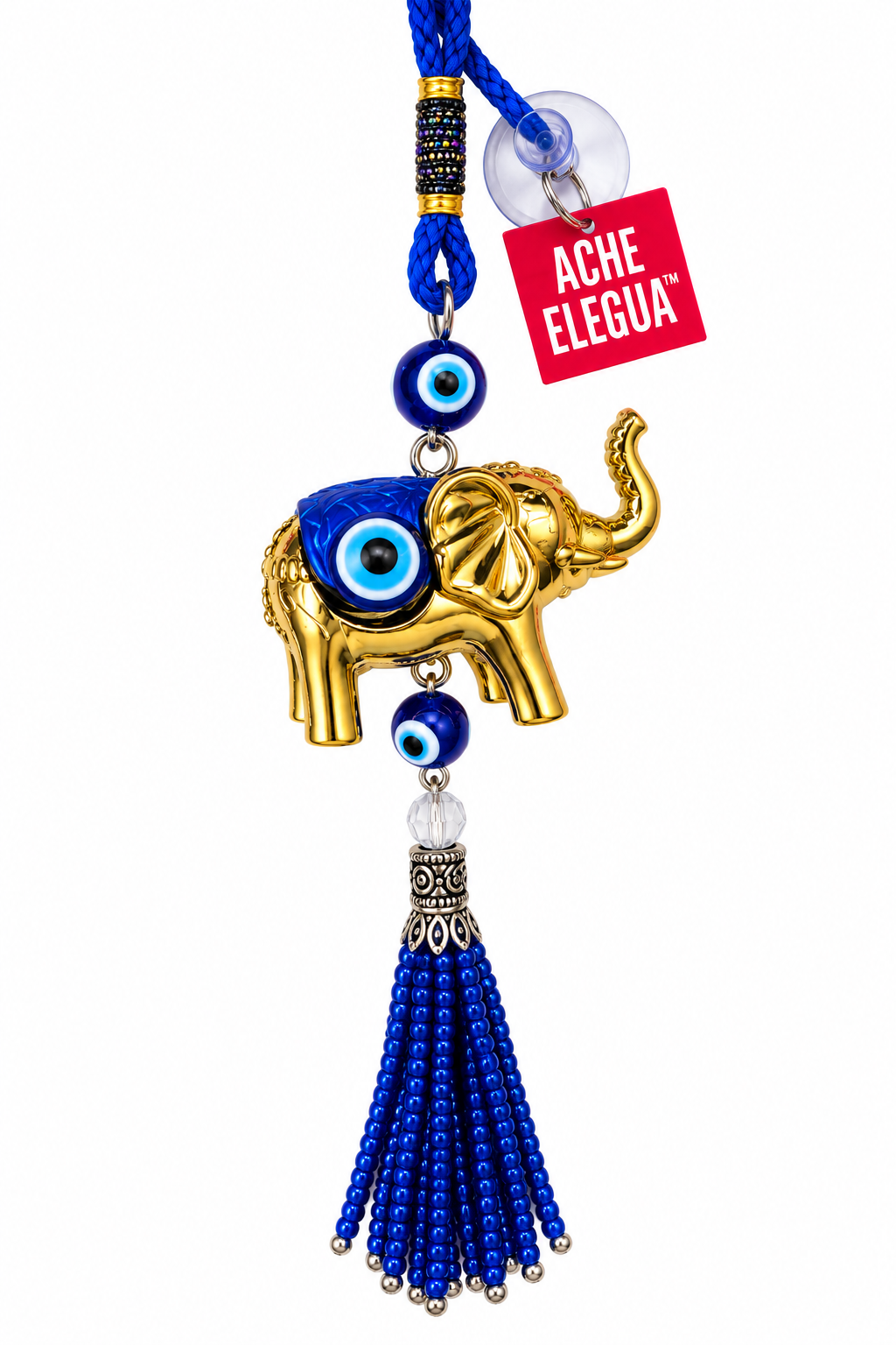 Evil Eye Elephant Ornament Blue for Spiritual protection