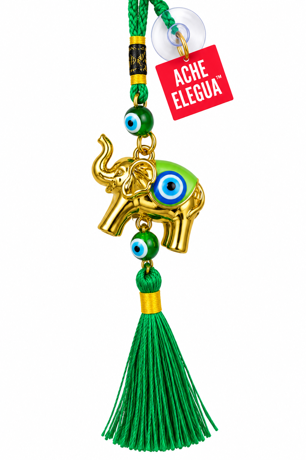 Evil Eye Elephant Ornament Green for Healing, hope and personal growth