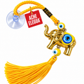 Evil Eye Elephant Ornament Yellow for Attracting Abundance Prosperity