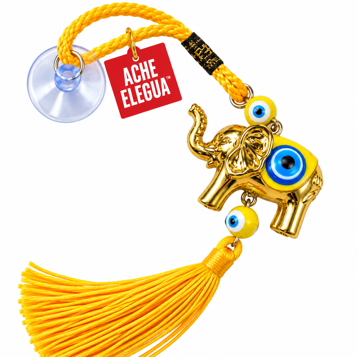 Evil Eye Elephant Ornament Yellow for Attracting Abundance Prosperity