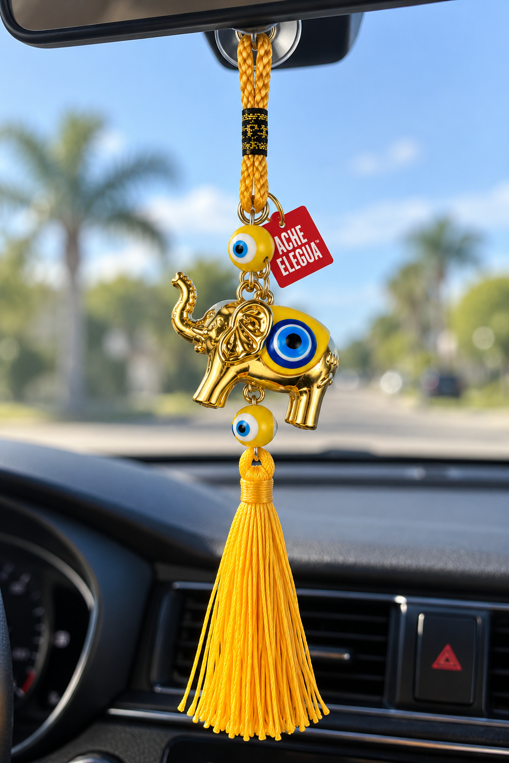 Evil Eye Elephant Ornament Yellow for Attracting Abundance Prosperity