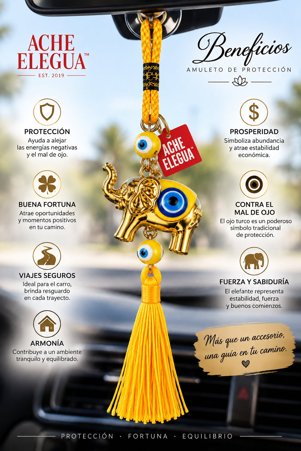 Evil Eye Elephant Ornament Yellow for Attracting Abundance Prosperity