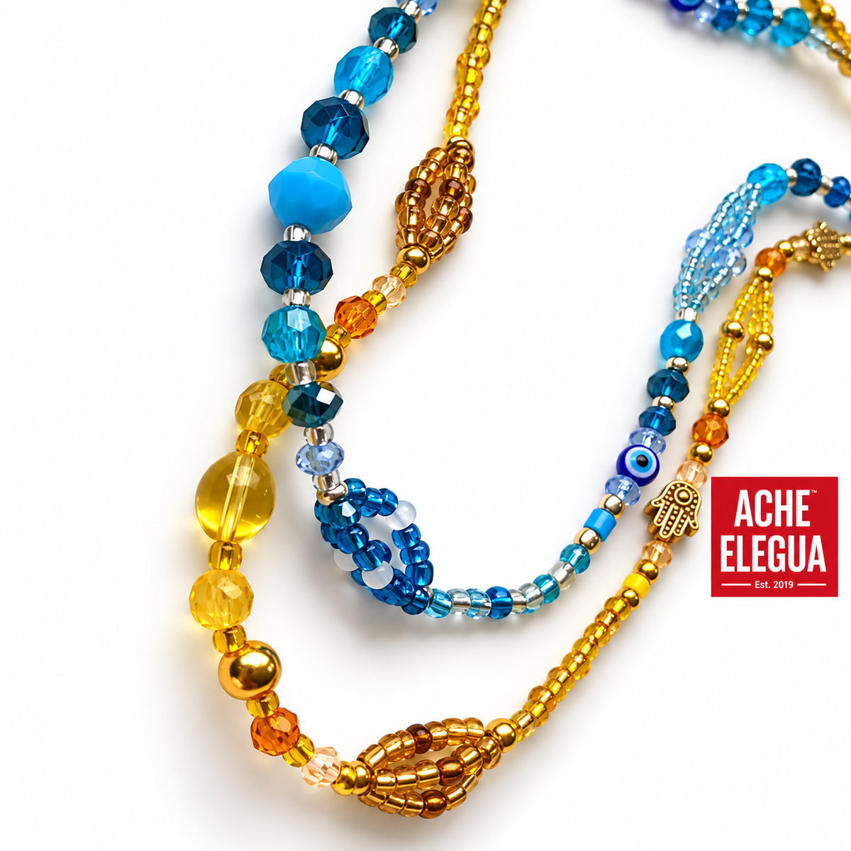 Set 2 Water-Yemaya and Ochun Eleke and Ide HandMade Necklace