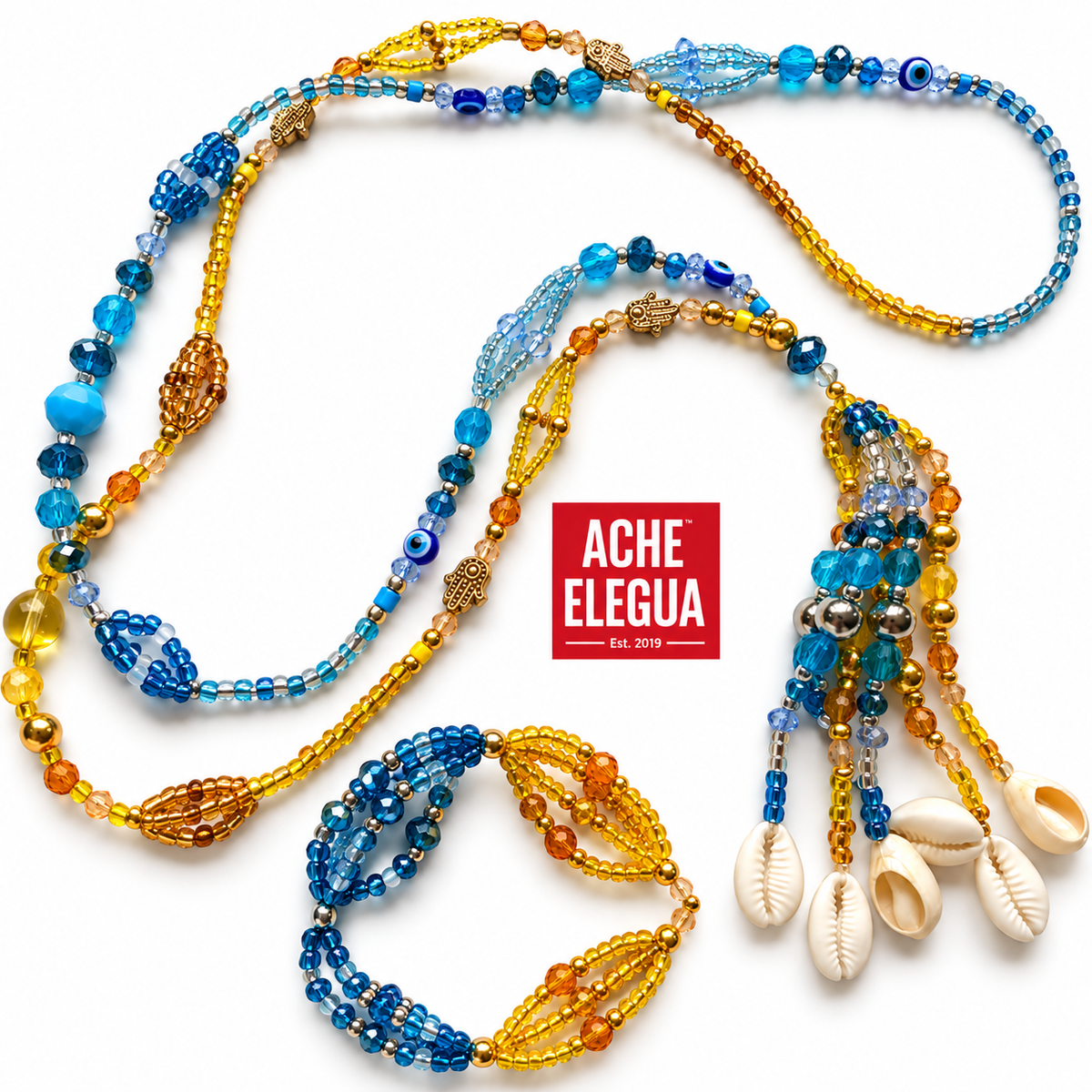 Set 2 Water-Yemaya and Ochun Eleke and Ide HandMade Necklace